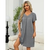 image:imageEkouaer Women Robe Zipper Front Mumu Duster Robes Zip Up Housecoat Soft Sleepwear with PocketsGrey