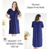 image:imageEkouaer Women Robe Zipper Front Mumu Duster Robes Zip Up Housecoat Soft Sleepwear with PocketsNavy Blue