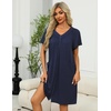 image:imageEkouaer Women Robe Zipper Front Mumu Duster Robes Zip Up Housecoat Soft Sleepwear with PocketsNavy Blue