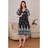 image:imageEkouaer Women Robe Zipper Front Mumu Duster Robes Zip Up Housecoat Soft Sleepwear with PocketsWhite Black Floral