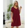 image:imageEkouaer Women Robe Zipper Front Mumu Duster Robes Zip Up Housecoat Soft Sleepwear with PocketsWine Red