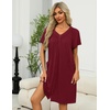 image:imageEkouaer Women Robe Zipper Front Mumu Duster Robes Zip Up Housecoat Soft Sleepwear with PocketsWine Red