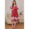 image:imageEkouaer Women Robe Zipper Front Mumu Duster Robes Zip Up Housecoat Soft Sleepwear with PocketsWine Red Floral