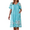 image:imageEkouaer Women Robe Zipper Front Mumu Duster Robes Zip Up Housecoat Soft Sleepwear with PocketsA Green Floral