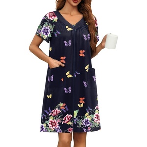 image:imageEkouaer Women Robe Zipper Front Mumu Duster Robes Zip Up Housecoat Soft Sleepwear with PocketsColorful Butterfly