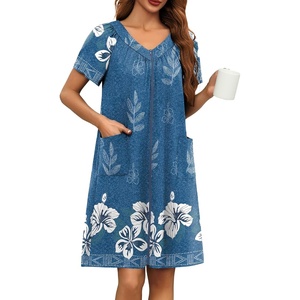 image:imageEkouaer Women Robe Zipper Front Mumu Duster Robes Zip Up Housecoat Soft Sleepwear with PocketsFloral Blue