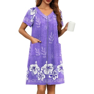 image:imageEkouaer Women Robe Zipper Front Mumu Duster Robes Zip Up Housecoat Soft Sleepwear with PocketsFloral Lilac