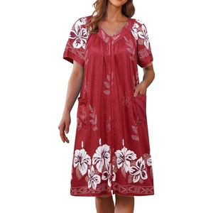 image:imageEkouaer Women Robe Zipper Front Mumu Duster Robes Zip Up Housecoat Soft Sleepwear with PocketsWine Red Floral