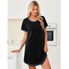 image:imageEkouaer Cotton Nightgowns for Women 3 Pack Night Gown Short Sleeve Sleepshirts V Neck Sleepwear Soft Tshirt Pajama DressBlackGreyNavy Blue