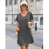 image:imageEkouaer Cotton Nightgowns for Women 3 Pack Night Gown Short Sleeve Sleepshirts V Neck Sleepwear Soft Tshirt Pajama DressBlackGreyPurple Dots