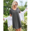 image:imageEkouaer Cotton Nightgowns for Women 3 Pack Night Gown Short Sleeve Sleepshirts V Neck Sleepwear Soft Tshirt Pajama DressBlackGreyPurple Dots