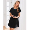 image:imageEkouaer Cotton Nightgowns for Women 3 Pack Night Gown Short Sleeve Sleepshirts V Neck Sleepwear Soft Tshirt Pajama DressBlackPink FloralNavy Blue