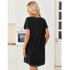 image:imageEkouaer Cotton Nightgowns for Women 3 Pack Night Gown Short Sleeve Sleepshirts V Neck Sleepwear Soft Tshirt Pajama DressBlackPink Tie DyePink