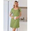 image:imageEkouaer Nightgowns for Women Lace Trim Night Gown Short Sleeve Sleep Shirts Ruffle Sleepwear V Neck Pleated Sleep DressGreen