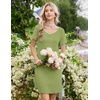image:imageEkouaer Nightgowns for Women Lace Trim Night Gown Short Sleeve Sleep Shirts Ruffle Sleepwear V Neck Pleated Sleep DressGreen