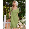 image:imageEkouaer Nightgowns for Women Lace Trim Night Gown Short Sleeve Sleep Shirts Ruffle Sleepwear V Neck Pleated Sleep DressGreen