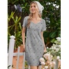 image:imageEkouaer Nightgowns for Women Lace Trim Night Gown Short Sleeve Sleep Shirts Ruffle Sleepwear V Neck Pleated Sleep DressGrey Black Bows