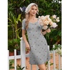image:imageEkouaer Nightgowns for Women Lace Trim Night Gown Short Sleeve Sleep Shirts Ruffle Sleepwear V Neck Pleated Sleep DressGrey Black Bows