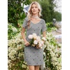 image:imageEkouaer Nightgowns for Women Lace Trim Night Gown Short Sleeve Sleep Shirts Ruffle Sleepwear V Neck Pleated Sleep DressGrey Black Bows