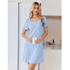 image:imageEkouaer Nightgowns for Women Lace Trim Night Gown Short Sleeve Sleep Shirts Ruffle Sleepwear V Neck Pleated Sleep DressLight Blue