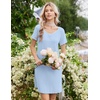 image:imageEkouaer Nightgowns for Women Lace Trim Night Gown Short Sleeve Sleep Shirts Ruffle Sleepwear V Neck Pleated Sleep DressLight Blue