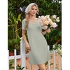 image:imageEkouaer Nightgowns for Women Lace Trim Night Gown Short Sleeve Sleep Shirts Ruffle Sleepwear V Neck Pleated Sleep DressLight Green