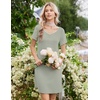 image:imageEkouaer Nightgowns for Women Lace Trim Night Gown Short Sleeve Sleep Shirts Ruffle Sleepwear V Neck Pleated Sleep DressLight Green