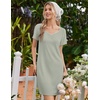 image:imageEkouaer Nightgowns for Women Lace Trim Night Gown Short Sleeve Sleep Shirts Ruffle Sleepwear V Neck Pleated Sleep DressLight Green