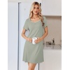 image:imageEkouaer Nightgowns for Women Lace Trim Night Gown Short Sleeve Sleep Shirts Ruffle Sleepwear V Neck Pleated Sleep DressLight Green