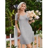 image:imageEkouaer Nightgowns for Women Lace Trim Night Gown Short Sleeve Sleep Shirts Ruffle Sleepwear V Neck Pleated Sleep DressLight Grey