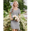image:imageEkouaer Nightgowns for Women Lace Trim Night Gown Short Sleeve Sleep Shirts Ruffle Sleepwear V Neck Pleated Sleep DressLight Grey