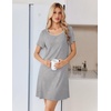 image:imageEkouaer Nightgowns for Women Lace Trim Night Gown Short Sleeve Sleep Shirts Ruffle Sleepwear V Neck Pleated Sleep DressLight Grey