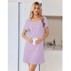 image:imageEkouaer Nightgowns for Women Lace Trim Night Gown Short Sleeve Sleep Shirts Ruffle Sleepwear V Neck Pleated Sleep DressLilac