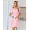 image:imageEkouaer Nightgowns for Women Lace Trim Night Gown Short Sleeve Sleep Shirts Ruffle Sleepwear V Neck Pleated Sleep DressPink