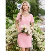 image:imageEkouaer Nightgowns for Women Lace Trim Night Gown Short Sleeve Sleep Shirts Ruffle Sleepwear V Neck Pleated Sleep DressPink