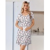 image:imageEkouaer Nightgowns for Women Lace Trim Night Gown Short Sleeve Sleep Shirts Ruffle Sleepwear V Neck Pleated Sleep DressPink Leopard