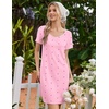 image:imageEkouaer Nightgowns for Women Lace Trim Night Gown Short Sleeve Sleep Shirts Ruffle Sleepwear V Neck Pleated Sleep DressPink Red Hearts