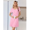 image:imageEkouaer Nightgowns for Women Lace Trim Night Gown Short Sleeve Sleep Shirts Ruffle Sleepwear V Neck Pleated Sleep DressPink Red Hearts