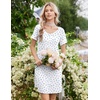 image:imageEkouaer Nightgowns for Women Lace Trim Night Gown Short Sleeve Sleep Shirts Ruffle Sleepwear V Neck Pleated Sleep DressWhite Blue Roses