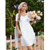 image:imageEkouaer Nightgowns for Women Lace Trim Night Gown Short Sleeve Sleep Shirts Ruffle Sleepwear V Neck Pleated Sleep DressWhite Blue Roses