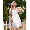 image:imageEkouaer Nightgowns for Women Lace Trim Night Gown Short Sleeve Sleep Shirts Ruffle Sleepwear V Neck Pleated Sleep DressWhite Pink  Purple Florals