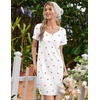 image:imageEkouaer Nightgowns for Women Lace Trim Night Gown Short Sleeve Sleep Shirts Ruffle Sleepwear V Neck Pleated Sleep DressWhite Pink Cherry