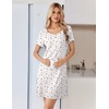 image:imageEkouaer Nightgowns for Women Lace Trim Night Gown Short Sleeve Sleep Shirts Ruffle Sleepwear V Neck Pleated Sleep DressWhite Red Roses