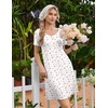 image:imageEkouaer Nightgowns for Women Lace Trim Night Gown Short Sleeve Sleep Shirts Ruffle Sleepwear V Neck Pleated Sleep DressWhite Red Roses