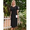 image:imageEkouaer Nightgowns for Women Long Night Gown Pleated Moo Moos Short Sleeve House Dress Plus Size Lounge Dress S5XLBlack