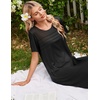 image:imageEkouaer Nightgowns for Women Long Night Gown Pleated Moo Moos Short Sleeve House Dress Plus Size Lounge Dress S5XLBlack