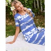image:imageEkouaer Nightgowns for Women Long Night Gown Pleated Moo Moos Short Sleeve House Dress Plus Size Lounge Dress S5XLWhite Blue Striped