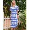 image:imageEkouaer Nightgowns for Women Long Night Gown Pleated Moo Moos Short Sleeve House Dress Plus Size Lounge Dress S5XLWhite Blue Striped