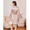 image:imageEkouaer Womens Satin Robe Short Ruffle Hem Silky Robes Lightweight Kimono Brides Bathrobes Sleepwear XSXXLChampagne