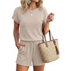 image:imageEkouaer Rompers for Women Ribbed Knit Short Jumpsuit 2026 Summer Casual Vacation OutfitsLight Khaki